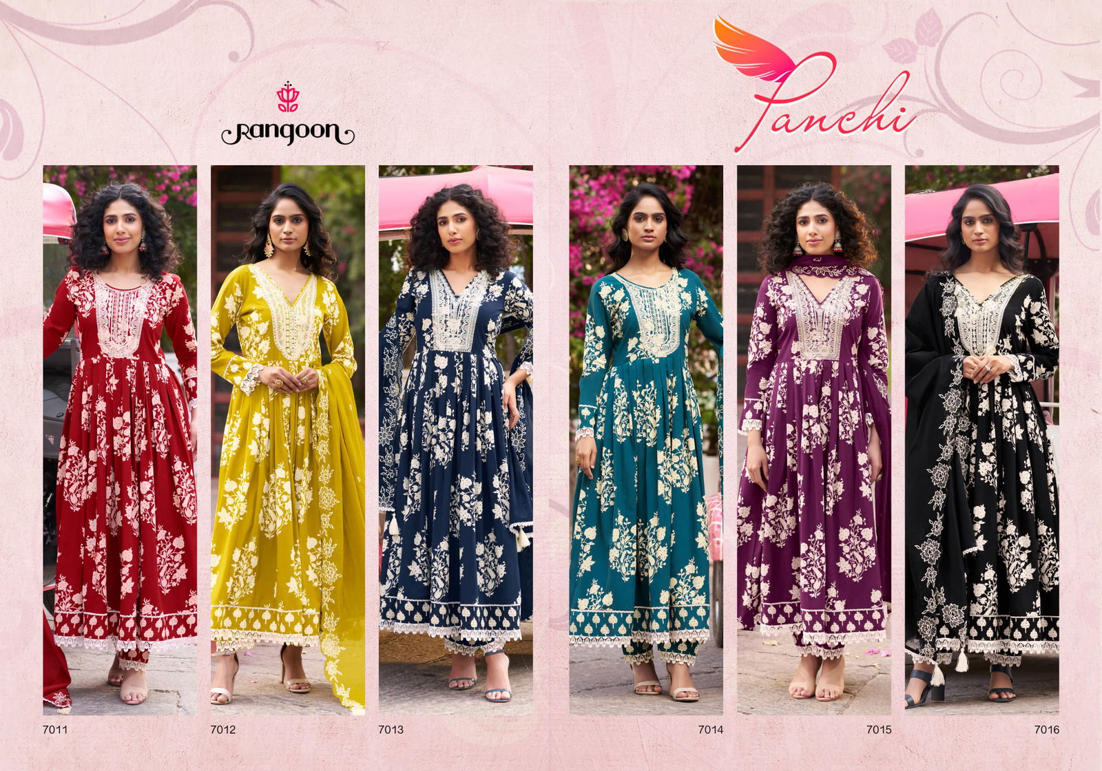 Panchi By Rangoon Cotton Printed Wholesale Kurti With Bottom Dupatta In India